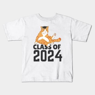 Funny  class of 2024 senior graduation 2024   cat Kids T-Shirt
